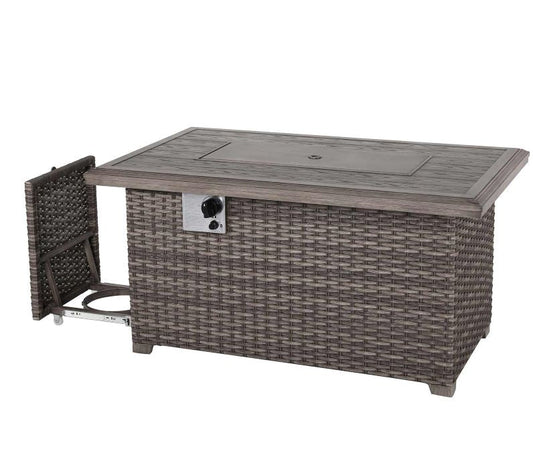 Patio Time Wicker Square Firepit Table