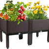 Woven Style Raised Garden Planter with Drainage and Legs - Black