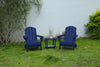 Folding Adirondack Chair with Side Table, 3-Piece Adirondack Chair Set with Wood Texture, Navy Blue(includes 2 Chairs and 1 Table)