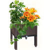 Woven Style Raised Garden Planter with Drainage and Legs - Black