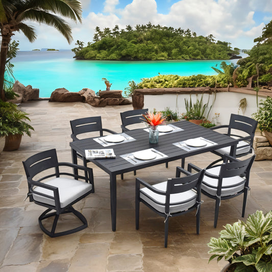 Comfortable 7-Piece Aluminum Outdoor Dining Set with Plush Sunbrella Cushions