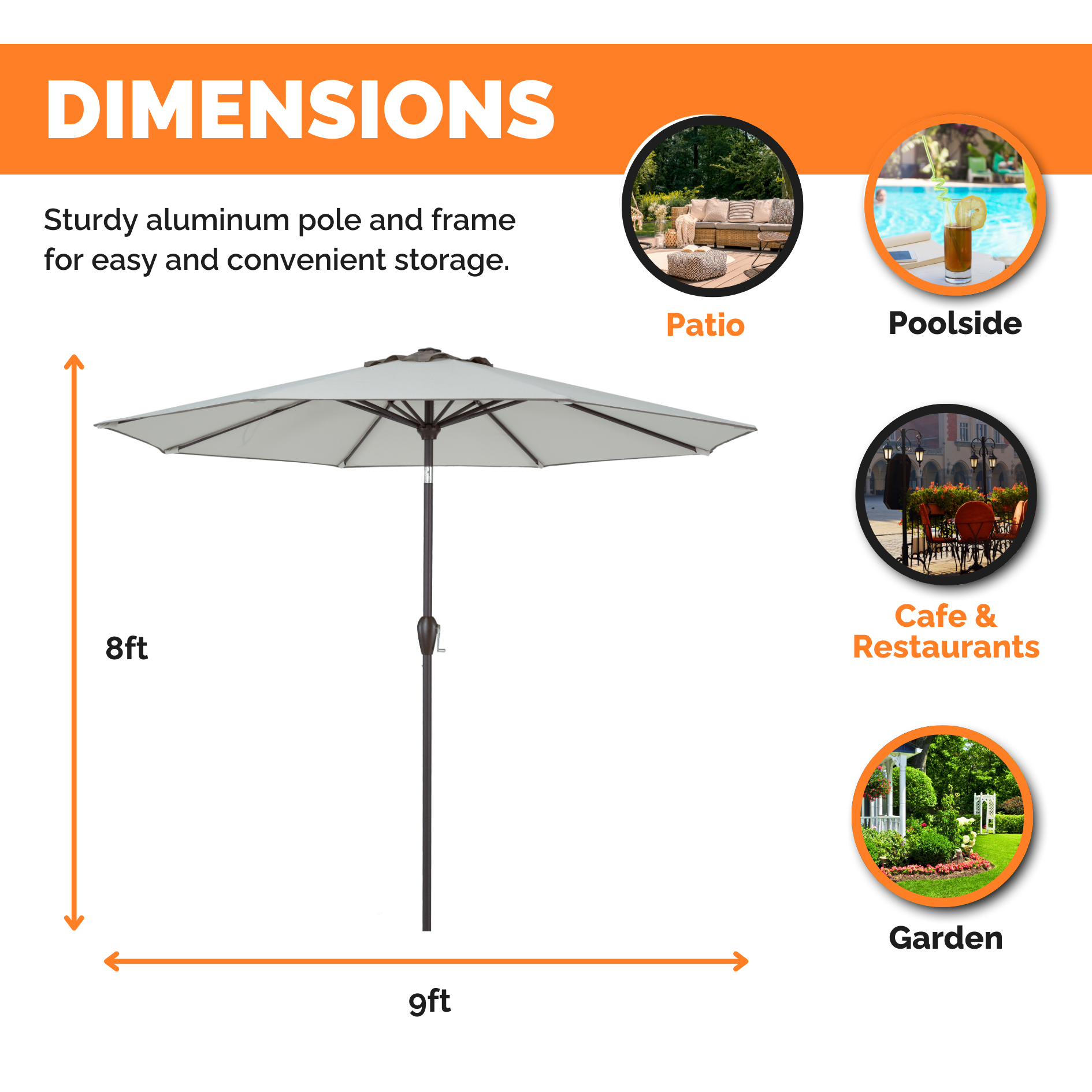 9 ft patio umbrella frame and pole Outdoor/Patio Umbrella 9 ft
