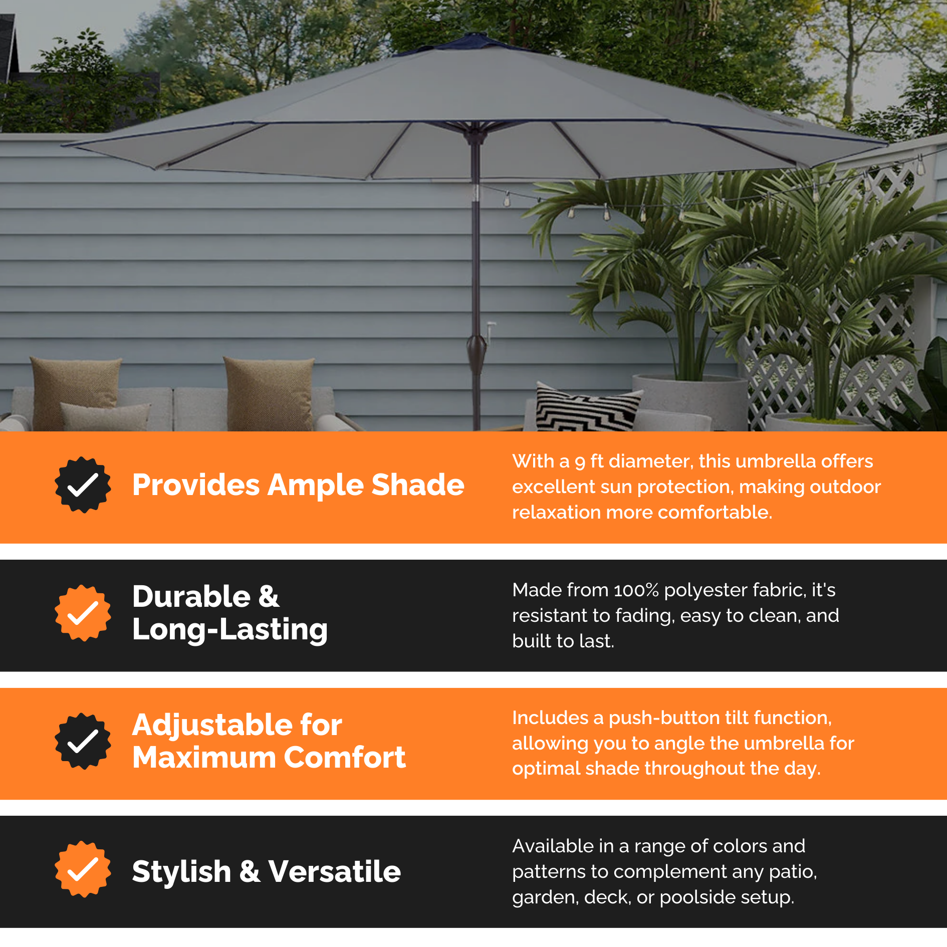 100 uv protection patio umbrellas Outdoor/Patio Umbrella 9 ft