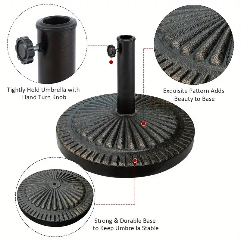 flat patio umbrella base with adustable pole Weatherproof Weighted Patio Umbrella Base