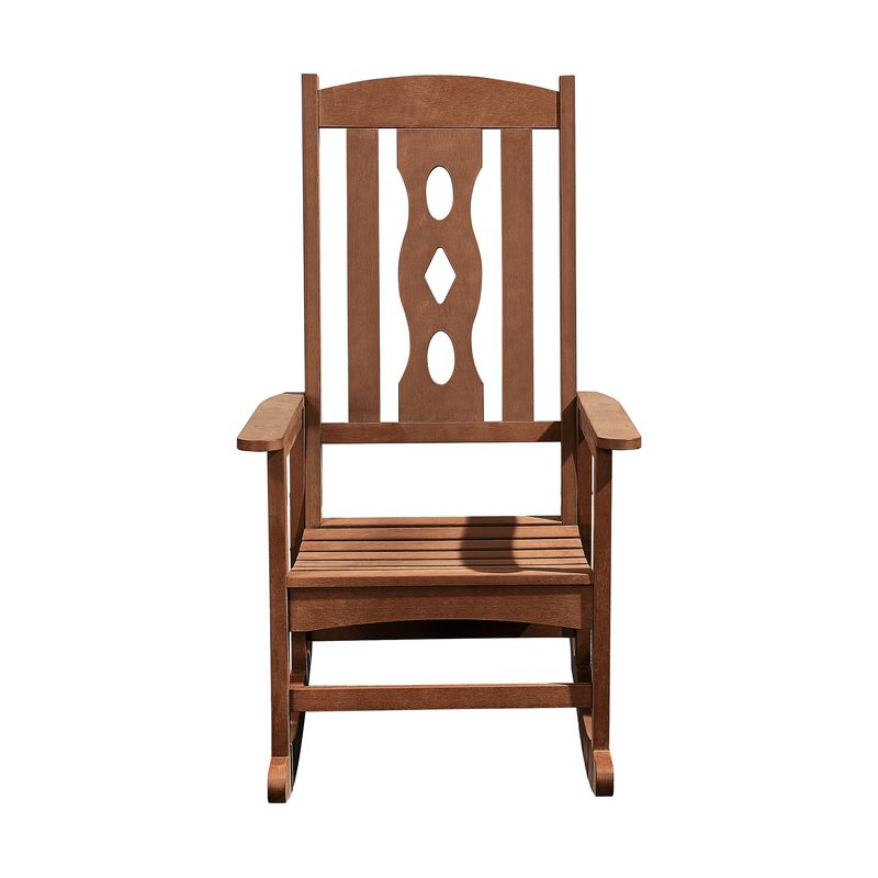 Open-Box Carved Outdoor Rocking Chair - Brown