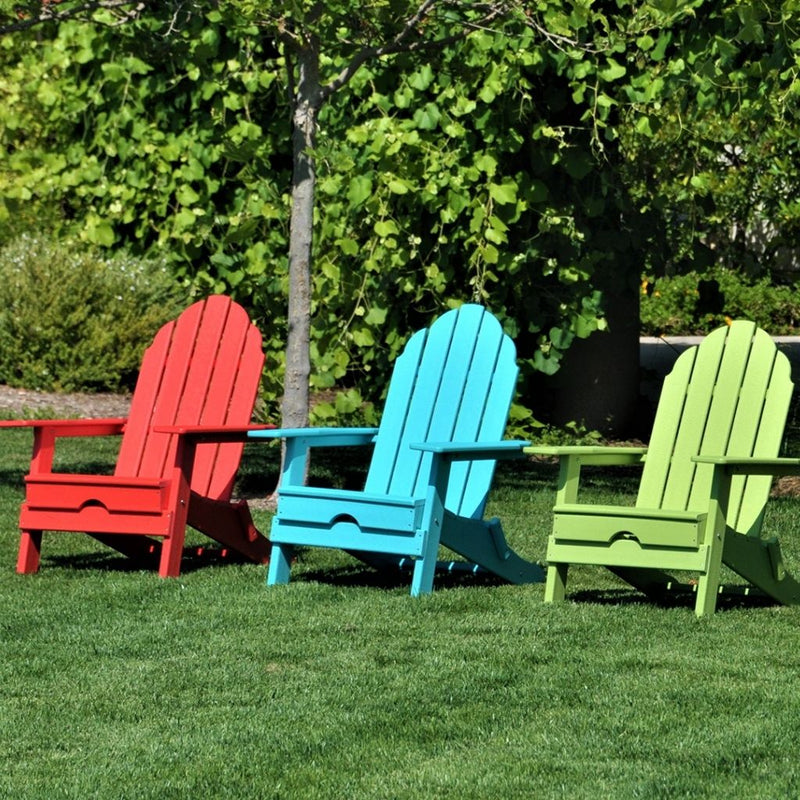 Open-Box New Tradition Folding Adirondack Chair by ResinTeak - Red