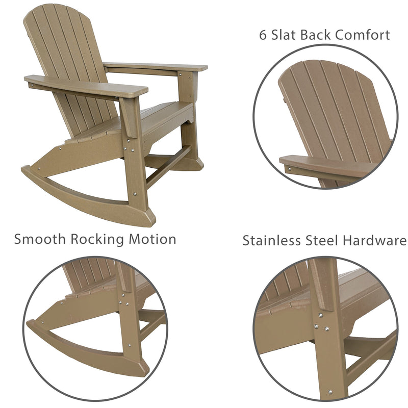 Open-Box RESINTEAK Pacific Adirondack Rocking Chair - Brown