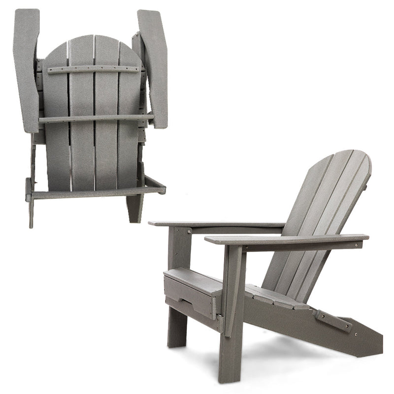 Open-Box Heritage Folding Adirondack Chair by ResinTEAK - Gray