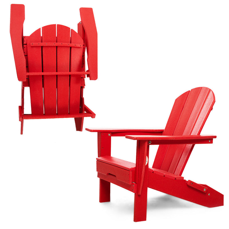 Open-Box Heritage Folding Adirondack Chair by ResinTEAK - Red