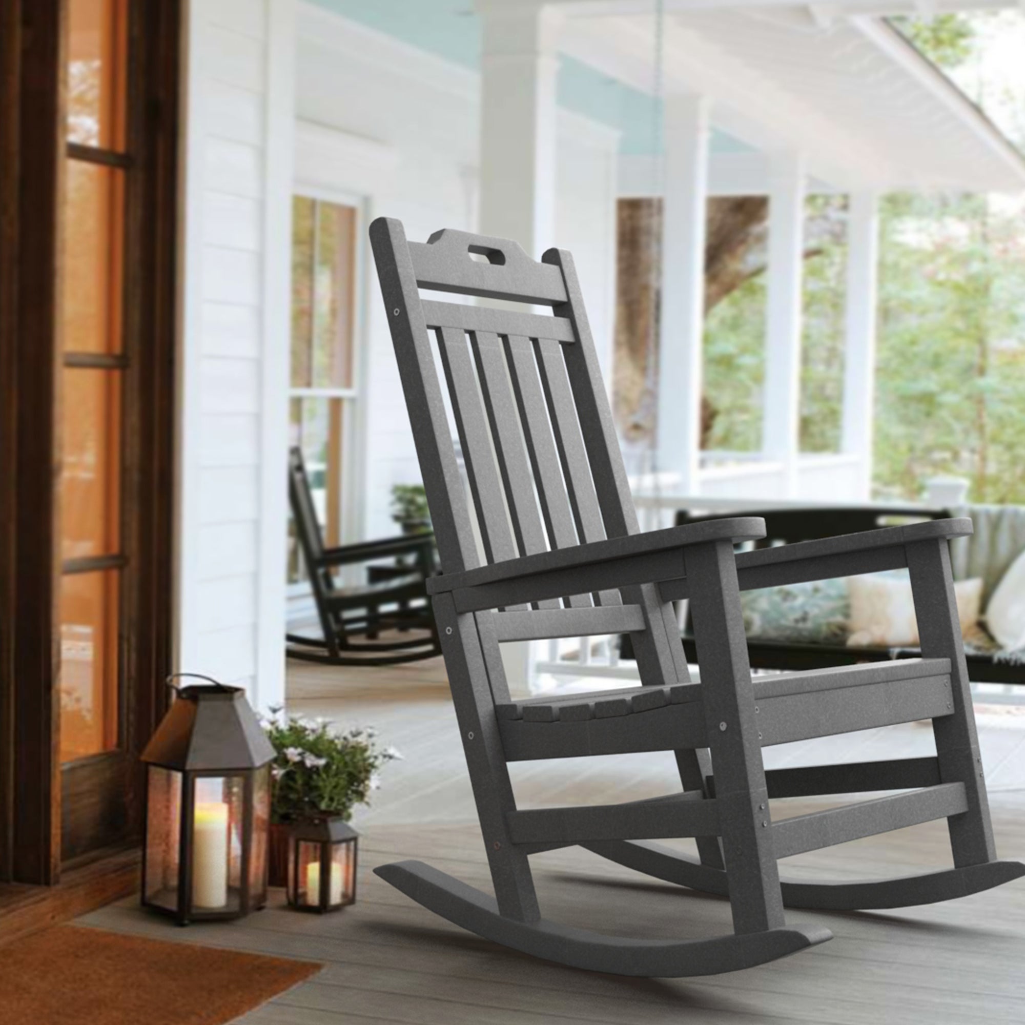 Open-Box RESINTEAK New Classic Outdoor Rocking Chair - Gray