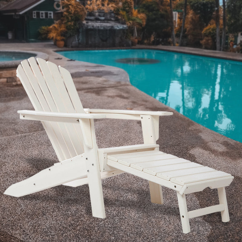 Open Box Deluxe Adirondack Chair with PULLOUT Ottoman by ResinTEAK