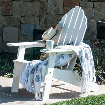 Open-Box New Tradition Folding Adirondack Chair by ResinTeak - White